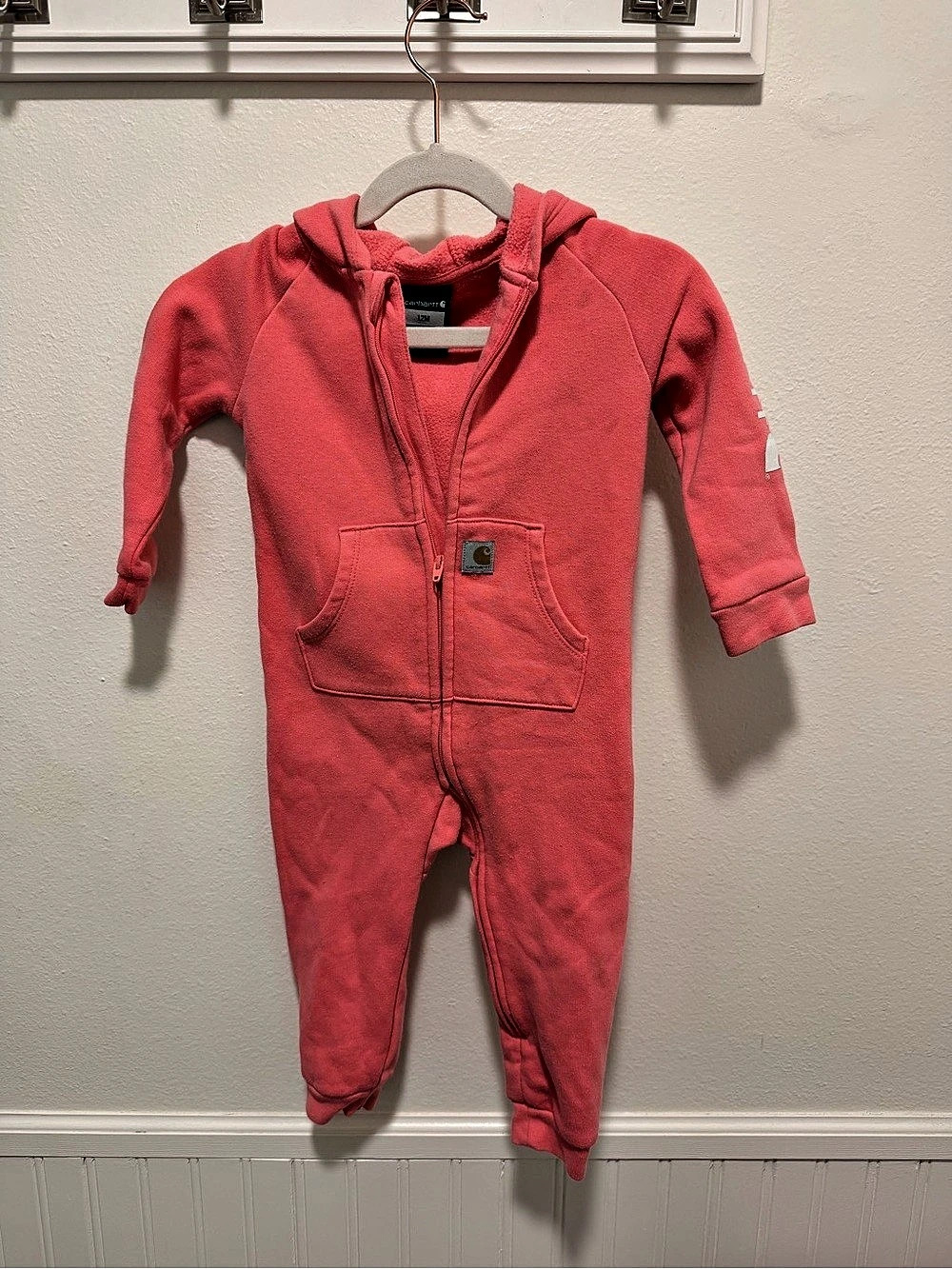 Carhartt Baby Girls' Fleece Zip-Front Hooded Coveralls Hooded Coveralls Pink